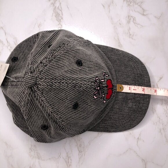 NWT Frasier Sterling Pinstripe Corduroy Baseball Hat Bows Cherries Soft Twee - Picture 10 of 11